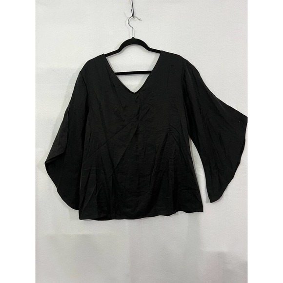 Mai Soli Women's Tunic Style Blouse with Bell Sleeves Black Size Large - Picture 1 of 6